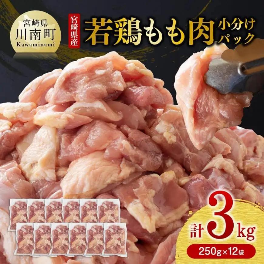 鶏肉【令和8年9月発送】小分け宮崎県産若鶏もも肉計3kg（250g×12袋）鶏肉