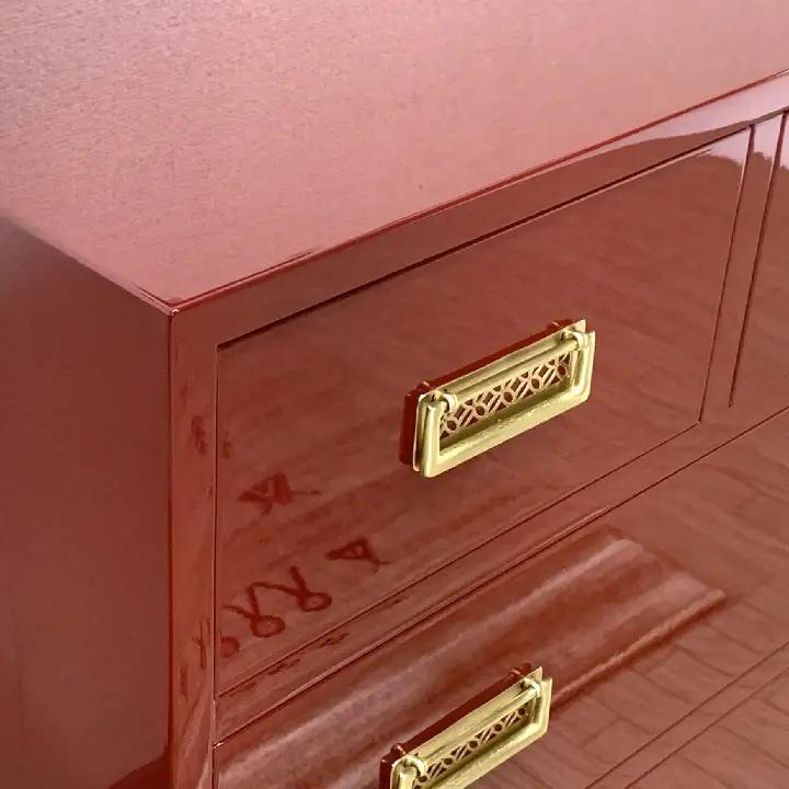 桐モダンチェスト 90巾三の三 古代朱 《創業明治2年 田中家具 謹製》【田中家具】