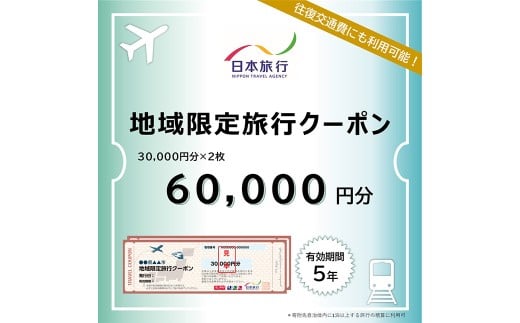 福岡県柳川市 日本旅行 地域限定旅行クーポン60,000円分（30,000円分×2枚）旅行クーポン 旅行 観光 クーポン 家族旅行 柳川市