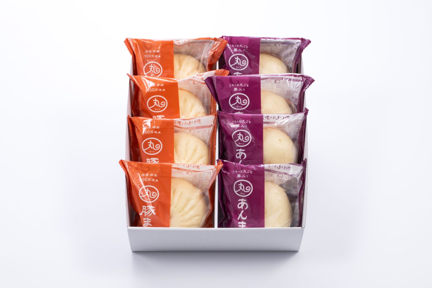 1893 ウァン　豚まん・あんまん（各４個）　肉まん　中華まん　冷凍　惣菜　三重県　伊勢市　伊勢志摩　具沢山　ずっしり　もちもち　国産豚肉使用　玉ねぎの甘味　栗入り　あんこ　贅沢