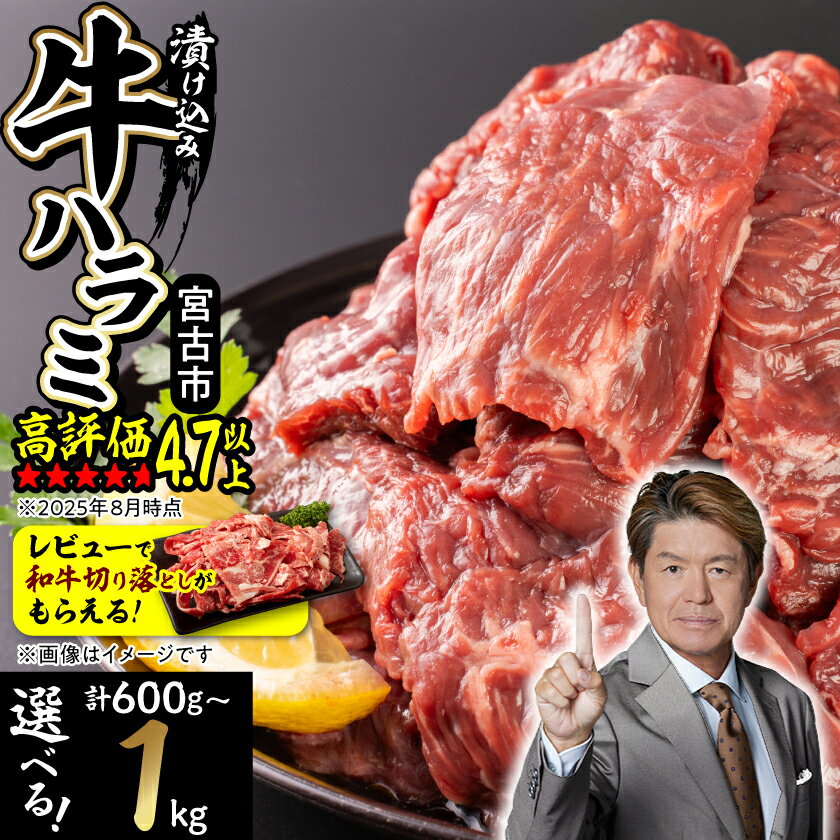【ふるさと納税】＼レビューキャンペーン／_吉田精肉店の漬け込み牛ハラミ[600g/800g/1kg]_ ハラミ 1kg 牛肉 肉 お肉 焼肉 焼き肉 やきにく 牛 タレ 人気 美味しい ふるさと 宮古市 BBQ バーベキュー おすすめ 送料無料【配送不可地域：離島】【G1440322】