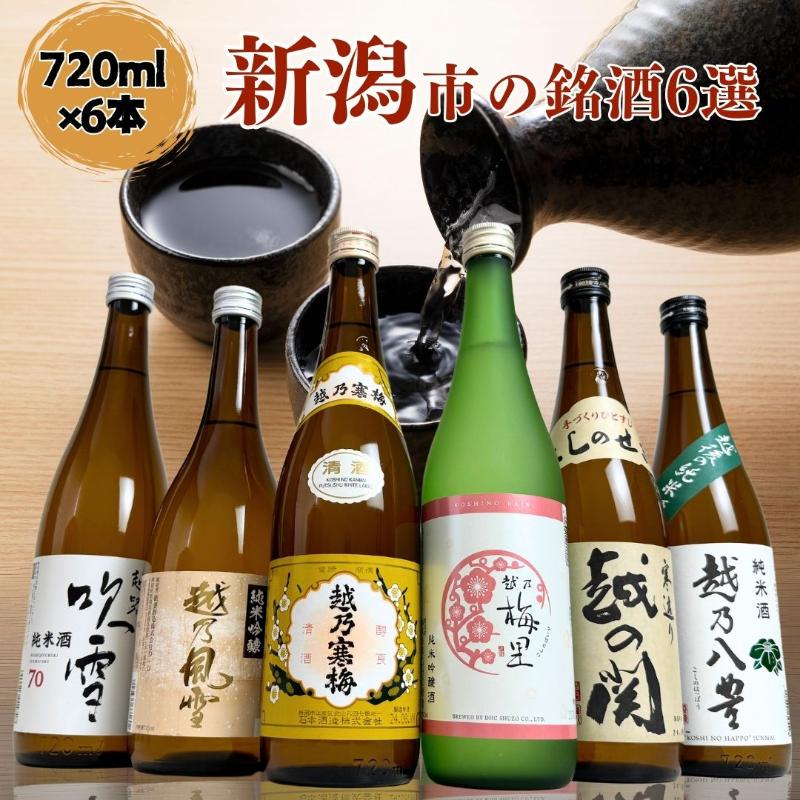 【ふるさと納税】日本酒 飲み比べセット 越後銘門酒会 新潟市の銘酒 飲み比べ 720ml×6本 （越乃寒梅 越乃梅里 越乃八豊 越の関 雪乃風雪 越路吹雪）N726A 新潟 セット 辛口 ギフト 正月 年越し