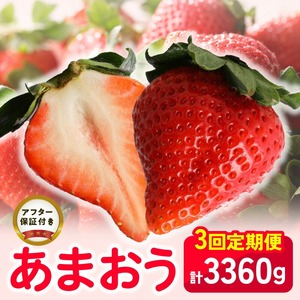 【いちごの定期便】福岡県産 あまおう 合計3,360g (2月・3月・4月の3回 1,120g(280g×4パック))_ いちご フルーツ 果物 定期便 〔Fi035〕