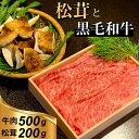 【ふるさと納税】京都府産 黒毛和牛 と 松茸 すき焼き セット《牛肉 500g 松茸 200g》特製割下付き ※9月中旬頃より順次発送 ※発送不可地域あり ☆月間MVPふるさと納税賞 第1号（2020年10月）・SDGs未来都市亀岡