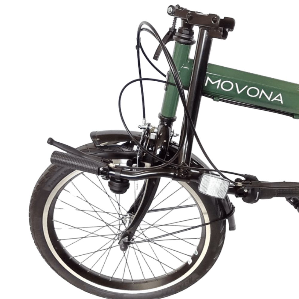 ノーパンク 折りたたみ自転車 MOVONA 20インチ ワイドタイヤ【Dark Green (ダークグリーン) 】SHIMANO6段変速 空気入れ不要 パンクしない フォールディングバイク　武田産業_