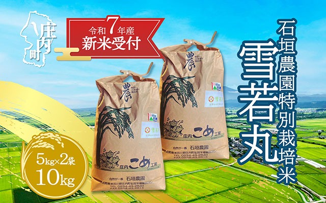 【新米受付 10月発送】R7年産 石垣農園の特別栽培米 雪若丸 10kg（入金期限：2025.9.15）