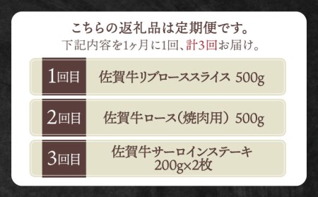 【全3回定期便】おふたりさま向け 佐賀牛ロース HBH078 ロース 佐賀牛 定期便