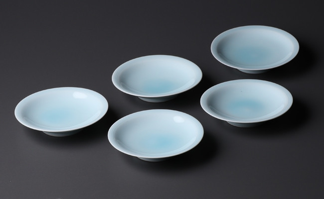 
                  佳秀窯 西山正作 ろくろ手造り 青磁豆皿（５客） A70-94
                