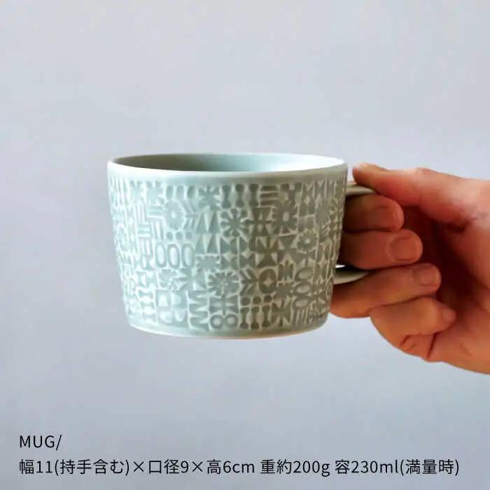 【波佐見焼】PATTERNED MUG ペア2色セット  squall gray＋yellow 【BIRDS' WORDS】[CF052] 波佐見焼