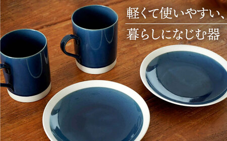 【美濃焼】[軽量食器] TLPリムバンド ブルー マグ×4個 ケーキ皿×4枚  8個セット 【井澤コーポレーション】食器 プレート マグカップ [TBP102]