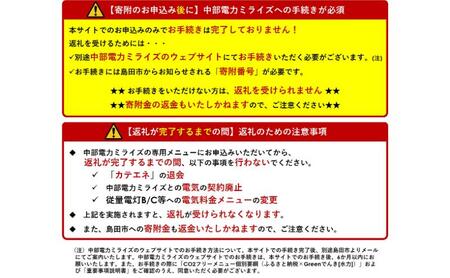 島田市産CO2フリーでんき 50,000 円コース（注：お申込み前に申込条件を必ずご確認ください） 中部電力ミライズ