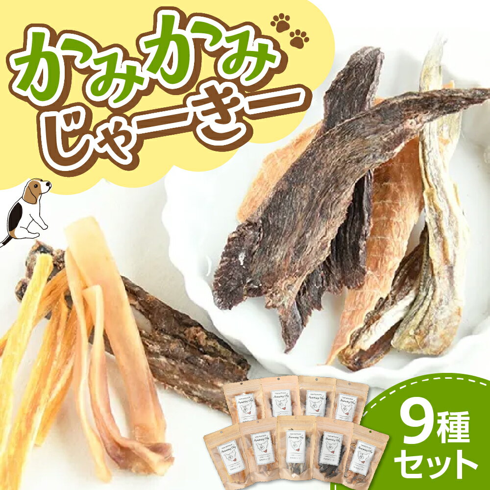 【ふるさと納税】 ペットフード ジャーキー 9個セット かみかみじゃーきー オヤツ おやつ ペット エゾ鹿 ぶたみみ ささみ こまい 鶏むね肉 牛すじスティック 鶏砂肝 鮭スティック 鮭スライス Humming Dog 北海道 札幌市