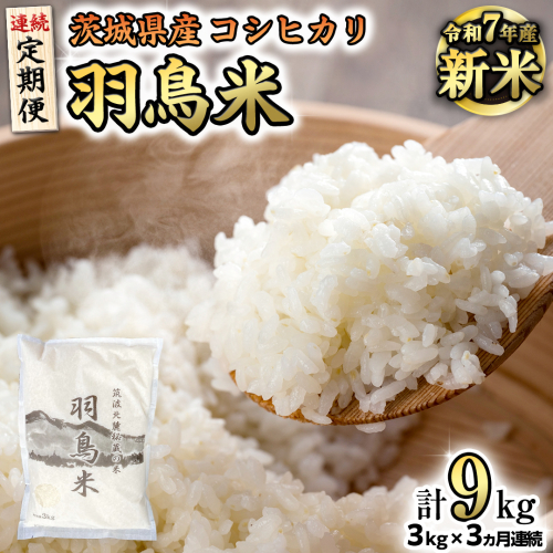《全3回 定期便》《 令和7年産 先行予約 》 コシヒカリ 「幻の米 羽鳥米」 計 9kg (3kg × 3回) 筑波北麓秘蔵米 お米 ごはん 精米 コメ 白米 国産 茨城県 桜川市 限定 期間限定 数量限定 銘柄米 [AX013sa]