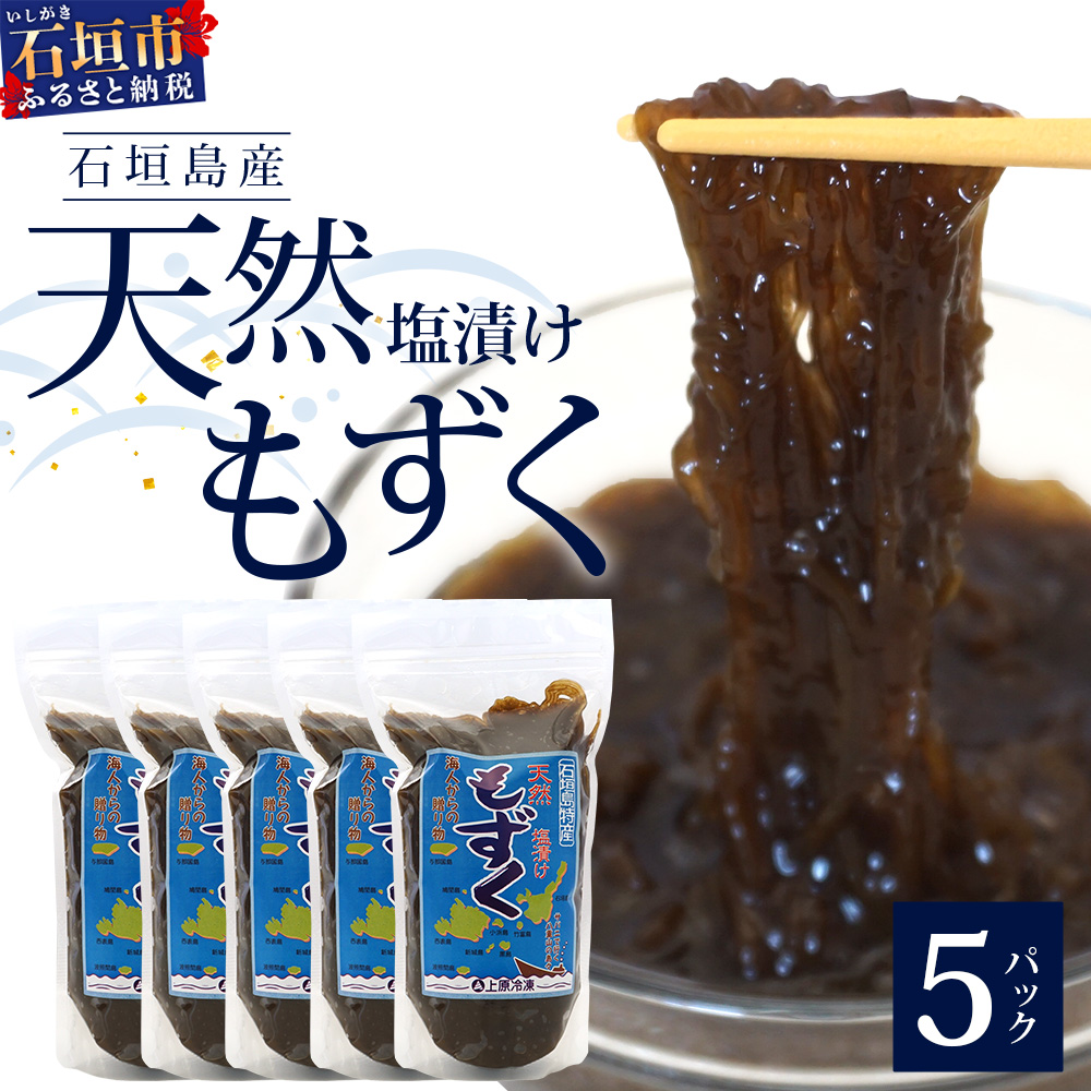 【石垣島特産】天然もずく（塩漬け）、たっぷり食べ応え2.25kg（450g×5個）　R-033
