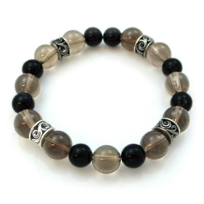 ふるさと納税 神戸市 パワーストーン×シルバーブレス Sサイズ スモーキークォーツオニキス 天然石 神戸市 DJ-017S |  | 01