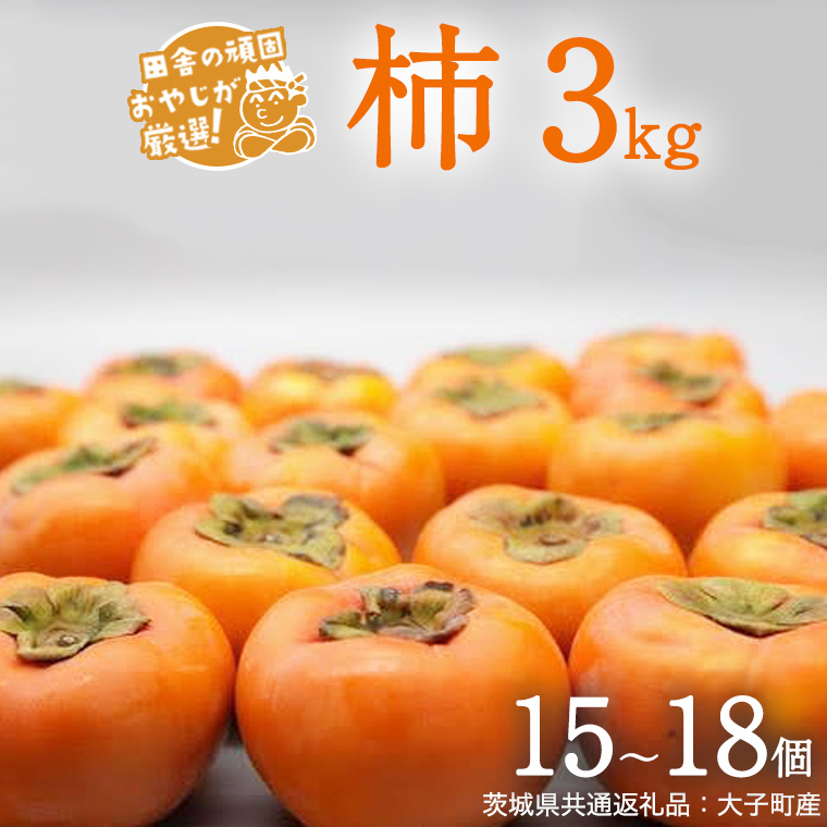 【2026年10月より発送開始】柿 3kg（15〜18個）（茨城県共通返礼品 [柿]：大子町産） 柿 かき カキ 果物 フルーツ 茨城県産 [BI428-NT]