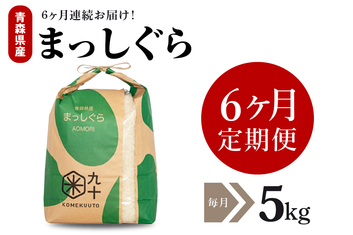 【定期便6ヶ月】令和7年産 米 5kg まっしぐら 青森県産  （精米）