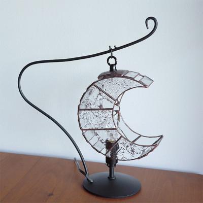 ふるさと納税 瀬戸市 Nijiiro Lamp ステンドグラスのテーブルランプ　月 クリアー |  | 03