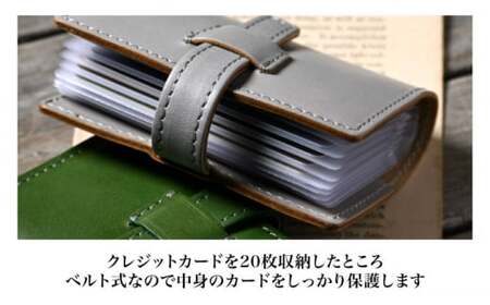 本革ベルト付き20ポケットカードケース フィーユ(緑色)　滋賀県長浜市/株式会社ブラン・クチュール[AQAY077] カードケース カードケース カードケース カードケース カードケース