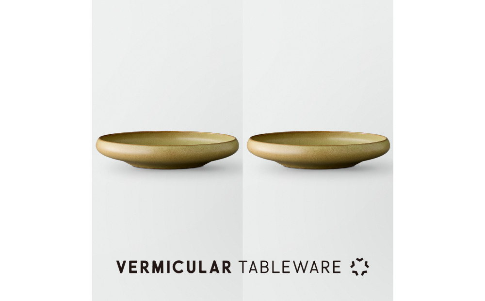 Tableware Shallow Bowl Curveペアセット21cm 鶯