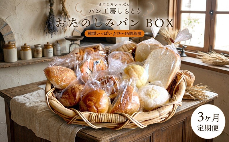 
                  【 3ヶ月 定期便 】 パン （13～16個） セット 訳あり ロスパン 惣菜パン 菓子パン おかずパン 冷凍 定期便 詰め合わせ ぱん pan わけあり ベーカリー 朝食 モーニング 昼食ランチ おやつ ボックス ギフト 関東 茨城 筑西  パン工房しらとり 【B】
                
