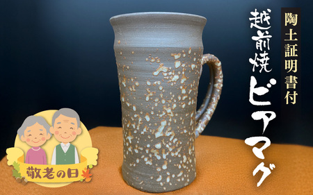 【敬老の日限定】越前焼 ビアマグ 志野 桐箱入り 光窯「陶土証明書あり」焼酎カップ マグカップ 万能カップ 福井県越前町 【2025年9月12日より順次発送】【敬老の日 コーヒーカップ お茶カップ 食器 酒 ビール コップ カップ ギフト 電子レンジ 食洗機 工芸品 陶器 】 [e25-b019]