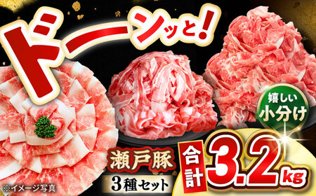 瀬戸豚 豚肉3種セット 計3.2kg / 肉 豚肉 豚バラ しゃぶしゃぶ 冷凍 小分け / 瀬戸市 / 関屋精肉店[BBBQ223]