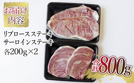 宮崎牛ステーキ800gセット(サーロイン200g×2＆リブロース200g×2)　肉 牛 牛肉