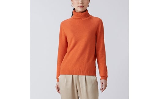 
                  日本製 カシミヤ100% レディース タートルネック オレンジ Lサイズ[0816]
                