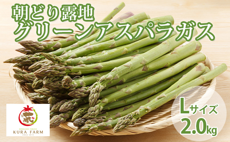 北海道 富良野市産 アスパラ 緑 (Lサイズ) 約2kg 朝どり 露地 グリーン アスパラガス 詰め合わせ 野菜 新鮮 数量限定 先着順【藏ファーム】