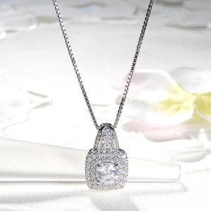 850-9-1 ネックレス PT900 プラチナ ダイヤモンド 計1.8ct センター1ctUP 取り巻き スクエア ペンダント【f238-pt】