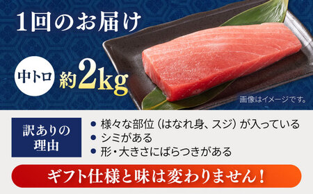 【全12回定期便】【訳あり】天然 まぐろ 中トロ柵（2kg）【本まぐろ直売所】[AKAK055]