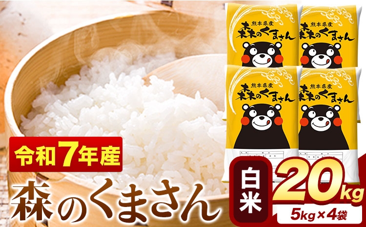 
                  令和7年産  白米  森のくまさん 20kg 5kg × 4袋  熊本県産 単一原料米 森くま送料無料《1-5日以内に出荷予定(土日祝除く)》
                