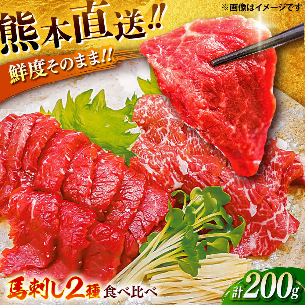 【ふるさと納税】こだわり馬刺し2点盛り 計200g ( 各100g ) 醤油 生姜付き 馬肉 上赤身 トロ セット ばさし 醤油付き 馬刺し 馬刺 専用醤油付き 専用タレ付き 赤身 盛合せ 冷凍 送料無料 盛り合わせ 2種 食べ比べ 菊陽町 熊本県【有限会社菊陽食肉センター】[BHAC001]