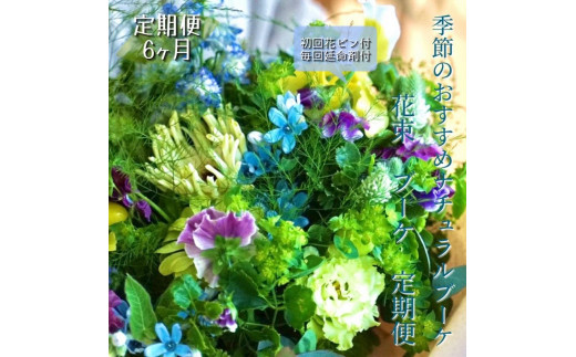 
《定期便 6ヵ月》生花ナチュラル花束 ブーケ初回花瓶付【らんまん 花 植物 お花 アレンジメント 高知 人気 おすすめ 送料無料】
