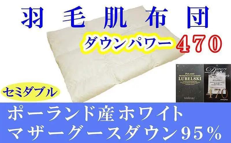 羽毛肌掛け布団 セミダブル ポーランド産マザーグース95％ ダウンパワー470 羽毛布団【BE065】