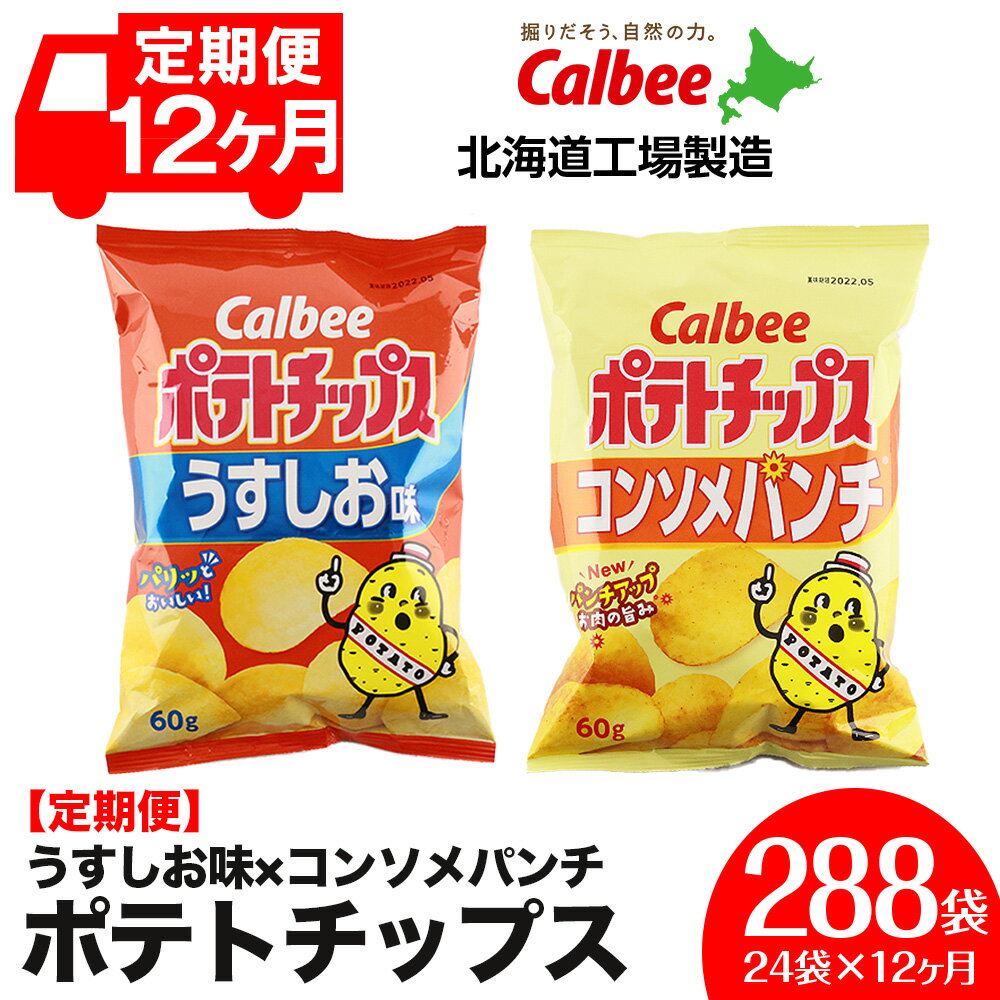 【ふるさと納税】【 定期便 12カ月 】 カルビー ポテトチップス ＜ うすしお × コンソメパンチ ＞12袋入 各1箱《北海道工場製造》 ポテチ お菓子 スナック calbee コンソメ 食べ比べ 北海道ふるさと納税 千歳市 ふるさと納税【北海道千歳市】