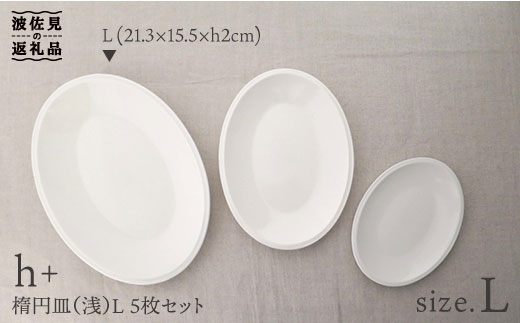 
                  【波佐見焼】h+ 楕円皿 (浅) プレート L 5枚セット 食器 皿 【堀江陶器】 [JD20]
                