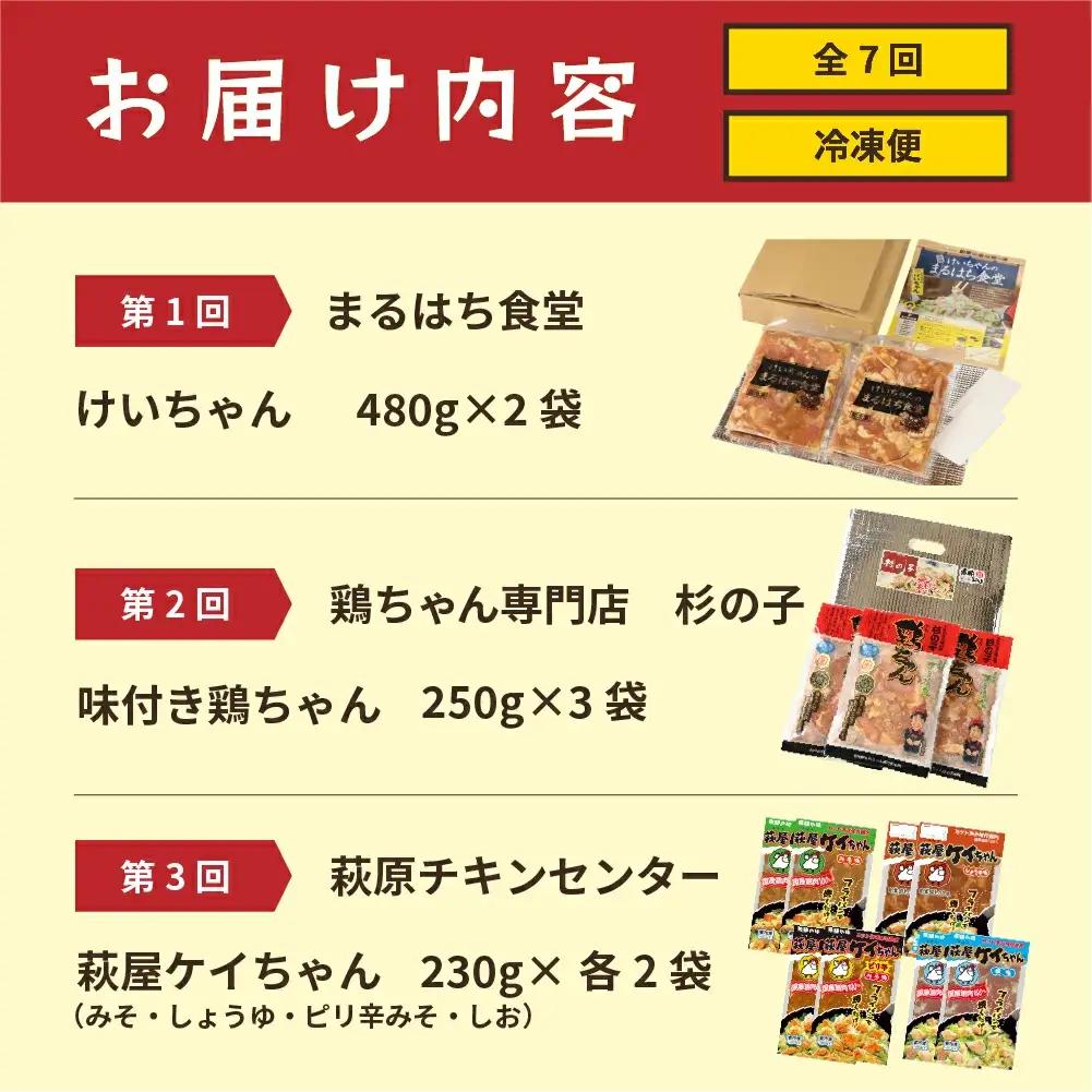 【定期便 7回】食べ尽くせ！！下呂のけいちゃん  7ヵ月定期便（まるはち食堂＆杉の子＆萩原チキンセンター＆菊の井ミート＆天狗＆ミズホ食品＆村山チキン）【tc18】