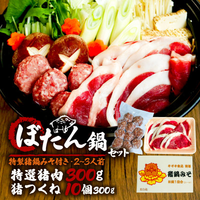 
                  ぼたん鍋セット (特選猪肉300g+つくね10個+特製猪鍋みそ付き)【1564183】
                