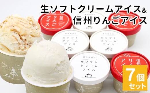 NEW★【2月発送】生ソフトクリームアイス＆信州りんごアイス  7個 生ソフト ミルク マーブルアイス アイスクリーム アイス りんご ふじりんご りんごソース 5000円