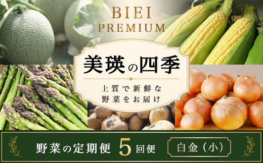 【令和9年産 先行予約】野菜 定期便 5回便 美瑛の四季～白金（小）～ アスパラ メロン とうもろこし じゃがいも 玉ねぎ   |  北海道 美瑛 野菜定期便 5回 5ヶ月 5か月 新鮮 アスパラガス ラスノーブル グリーンアスパラ めろん トウモロコシ コーン とうきび いも ジャガイモ たまねぎ 採れたて 野菜 セット 人気 ランキング 産地直送 やさい 北海道産[048-32]