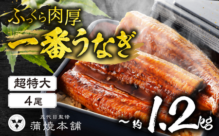 一番うなぎ蒲焼 超特大4尾 国産 うなぎ