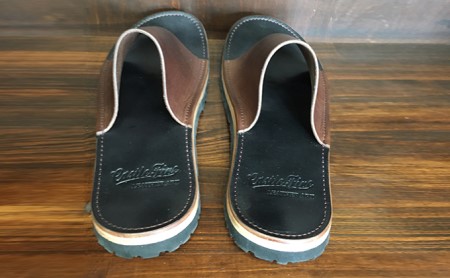レザーサンダル（ブラウン×ブラック）サイズ9（27～27.5cm）【キャッスルファイブレザーアート】 ファッション 靴 シューズ 牛革 