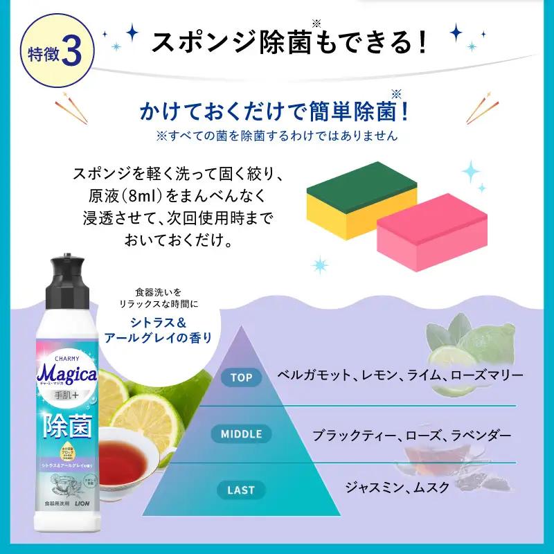 CHARMY Magica 手肌＋（プラス）除菌 シトラス＆アールグレイの香り つめかえ用650ml×12個 チャーミーマジカ マジカ ライオン LION 食器用洗剤 台所用洗剤 キッチン洗剤 食器洗