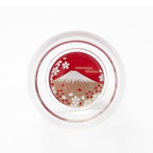 ぬりもん de Verre だるまグラス 蒔絵 富士山 赤