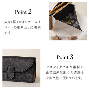RIPS（北杜市産野生鹿革のレディース財布)　ブラック 財布 鹿革 長財布 アップサイクルレザー レザー 北杜市 国産 [h003]