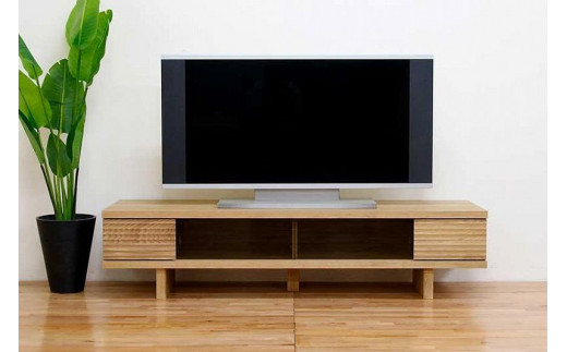 
            テレビ台 テレビボード 幅160 ホワイトオーク 無垢材 引き出し 収納 デッキ収納 TV台 ローボード 脚付き 大川家具 丸田木工 リード
          