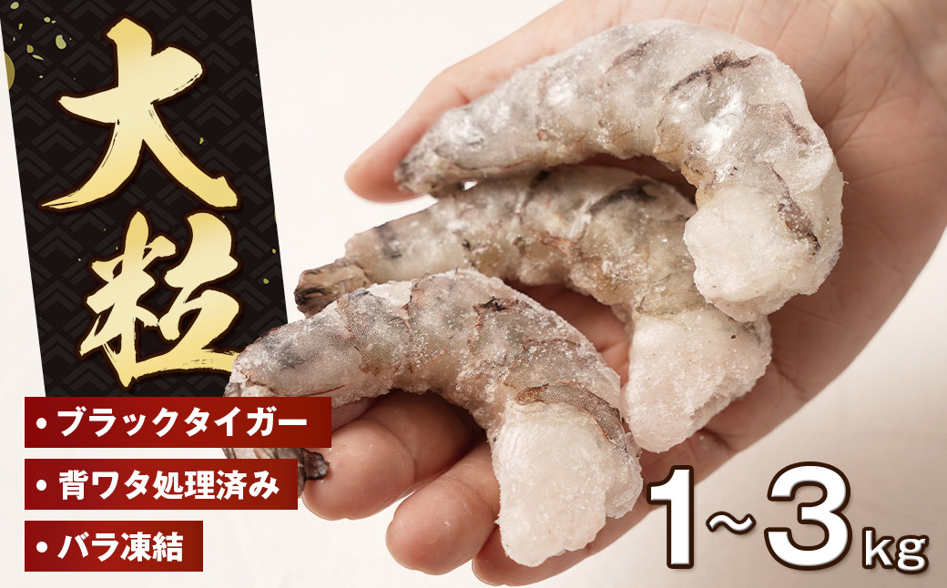 
                  至福の大粒 むきえび 背ワタ処理済 1kg～3kg　ムキエビ ブラックタイガー むきえび 背ワタなし むきえび 大型 むき海老 下処理済み 冷凍 背ワタなし 高級
                