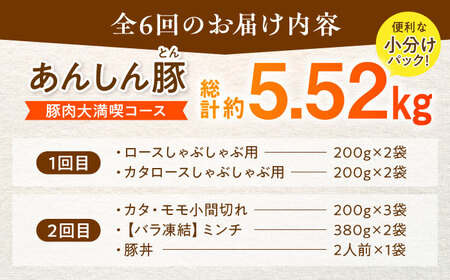 【6回定期便】 豚肉大満喫コース 計5.52kg 白川町 / 藤井ファーム[AWAF073]